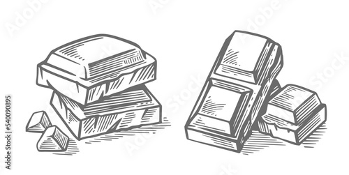 Hand drawn vector sketch of chocolate. Sweet bar.