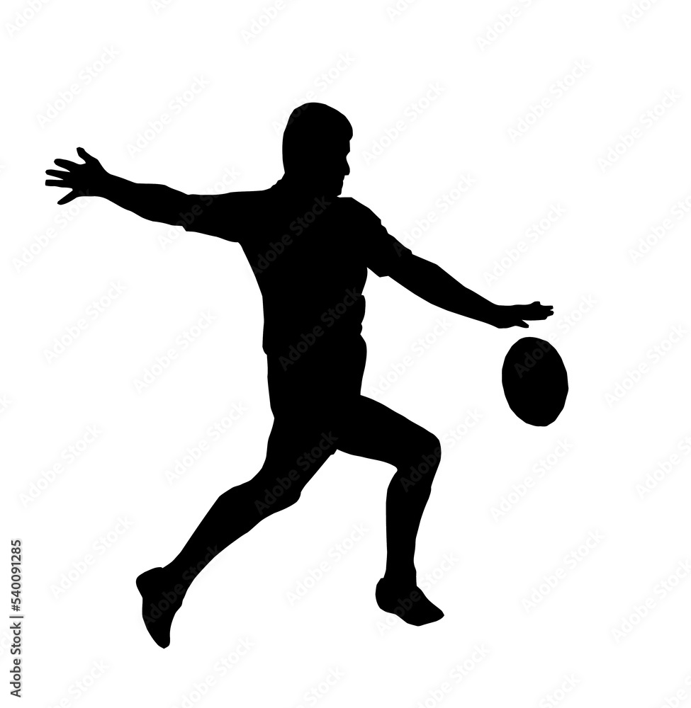 Sport Silhouette - Rugby Football Running Kicking For Touch