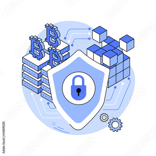 Blockchain cybersecurity isolated cartoon vector illustrations.
