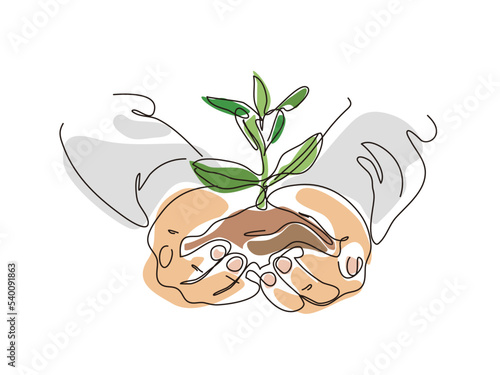 sketch lifestyle 5_hands hold plant front view to shows the concept of eco vector illustration graphic EPS 10