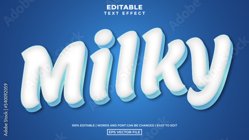 Modern milky text style, editable text effect design vector template