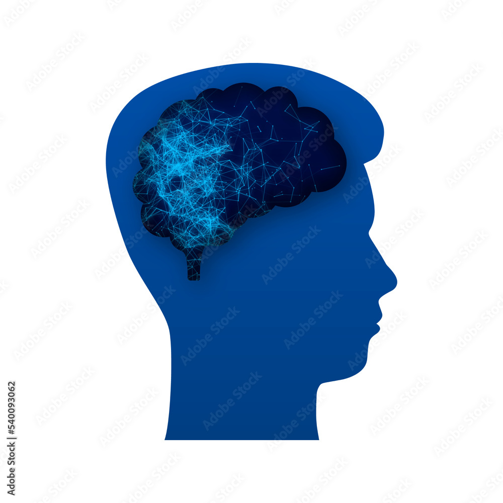 Obraz premium Cartoon icon on blue backdrop. Creative idea. Cartoon vector illustration. Cloud network. Technology network vector illustration. Future technology.