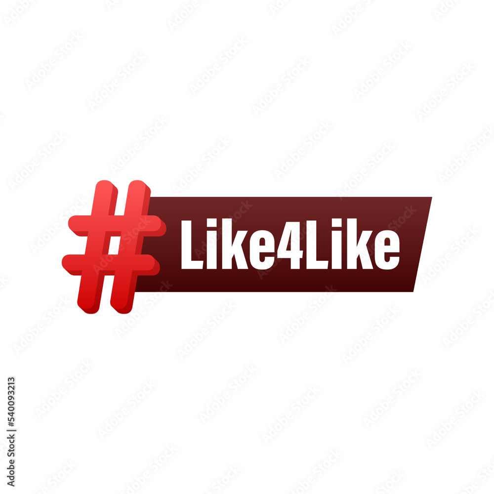 Obraz premium Flat template hashtag like for like. Flat vector illustration. Call icon vector. Phone template. Smartphone mockup.