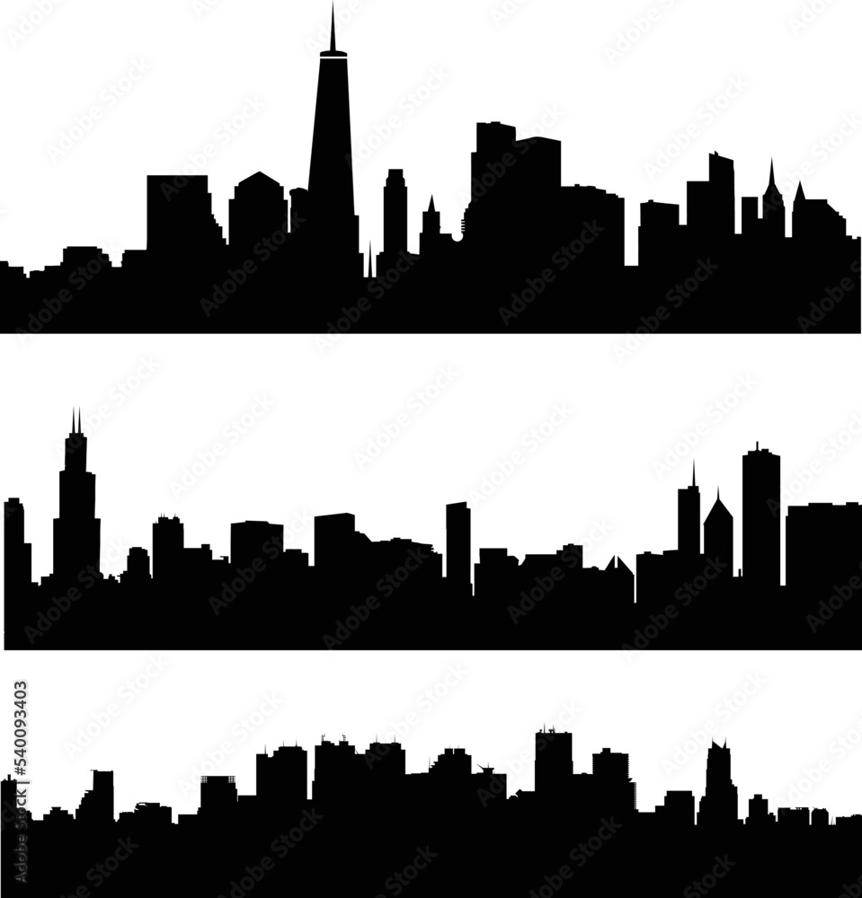 A vector collection of cityscapes for artwork compositions