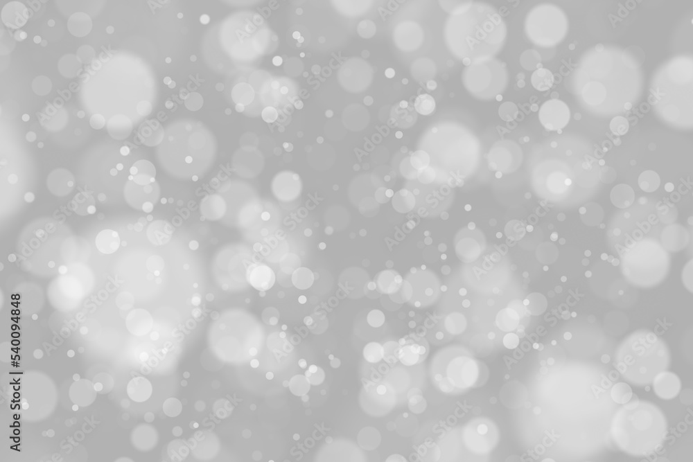 Sliver white blurred circle bokeh winter illustration copy 
 space background.