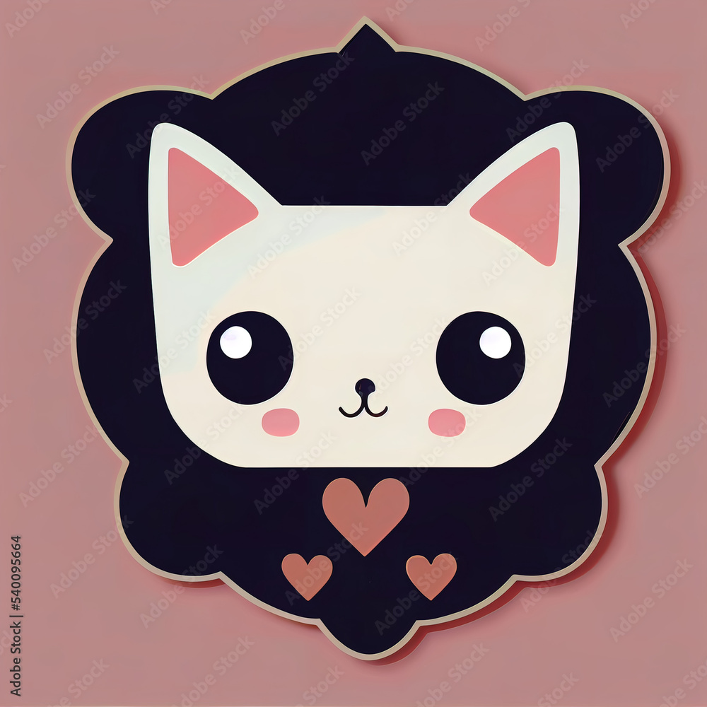 Fototapeta premium Cartoon cat character icon logo 3d illustrated 