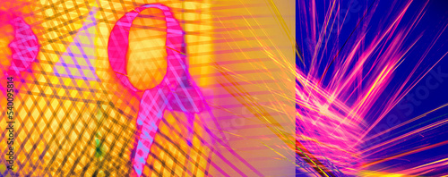 Valokuva Panoramic abstract colorful dot and triangle connection background, Digital futu
