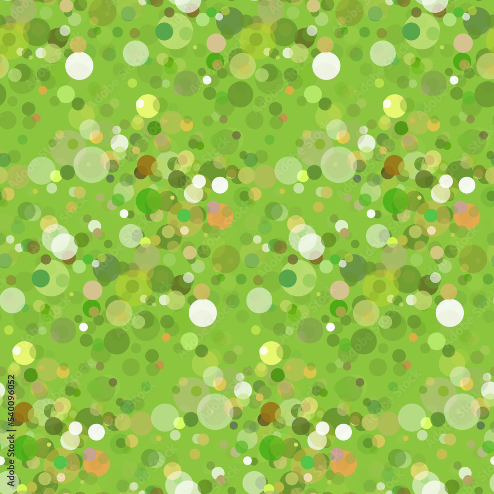 Abstract geometric seamless pattern. Light green, yellow, white color circles, bubbles. Background of small chaotic particles Abstract geometric seamless pattern. Light green, yellow, white color circles, bubbles. Background of small chaotic particles