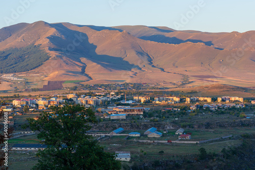 Beautiful view of Stepanavan town at sunset, Armenia photo