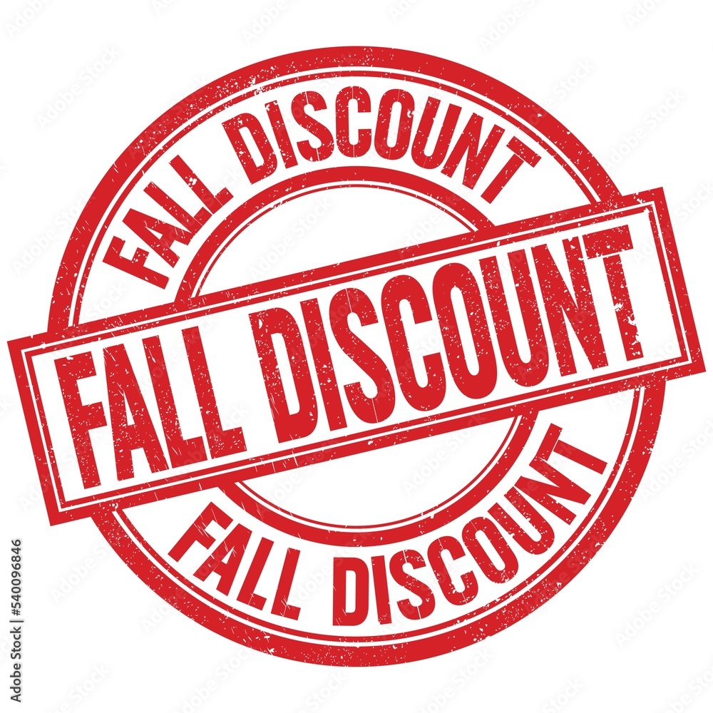 FALL DISCOUNT written word on red stamp sign FALL DISCOUNT written word on red stamp sign