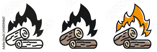ICÔNE BÛCHES DE BOIS AVEC FLAMMES