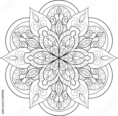 Adult coloring page Mandala.Antistress Coloring Page Mandala.Hand drawn illustration vector