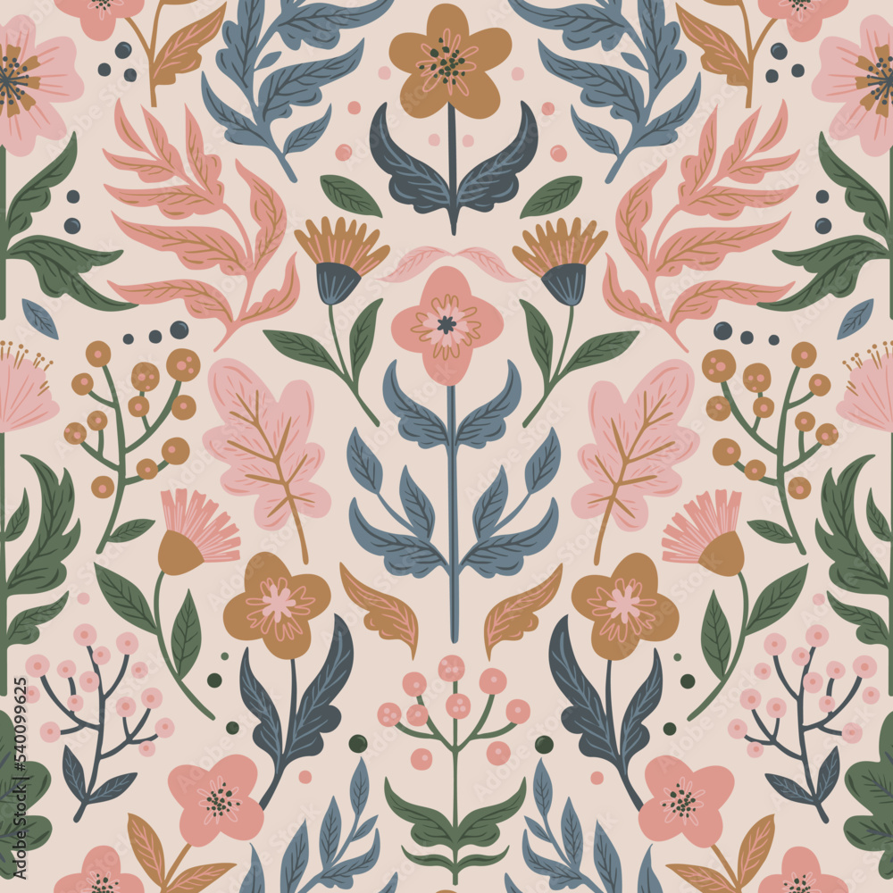 FLORAL SEAMLESS PATTERN IN  EDITABLE VECTOR FILE