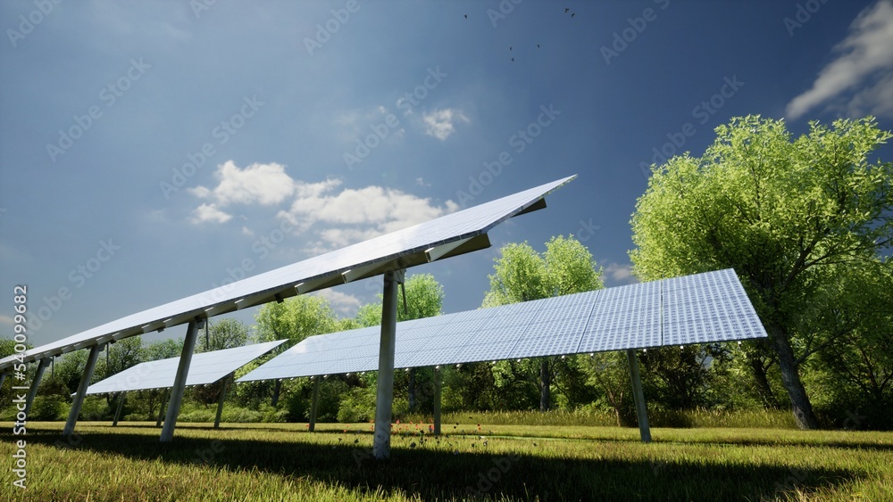 Obraz premium Solar panel farm energy production