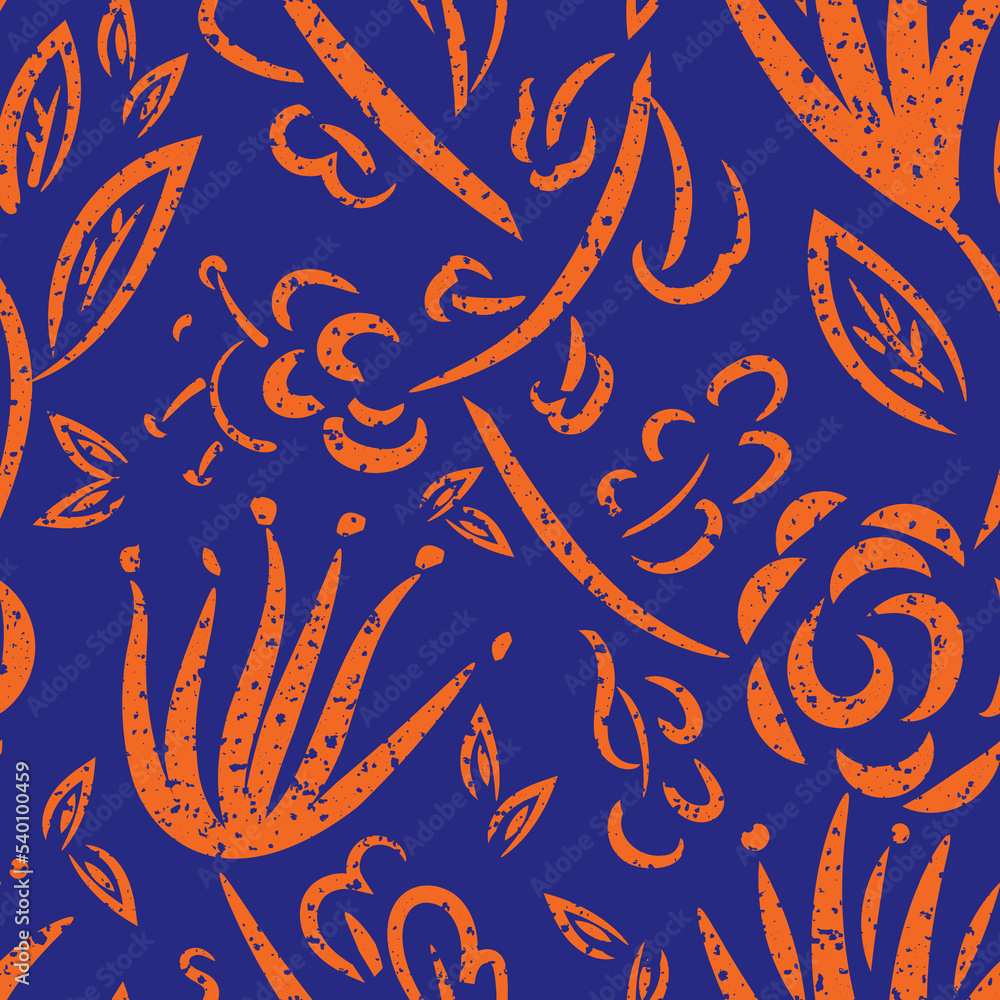 Surreal wild meadow flower seamless vector pattern background. Scattered flowers with terrazzo grunge textur overlay. Neon tropical painterly outline botanical design. Garden floral for summer Surreal wild meadow flower seamless vector pattern background. Scattered flowers with terrazzo grunge textur overlay. Neon tropical painterly outline botanical design. Garden floral for summer
