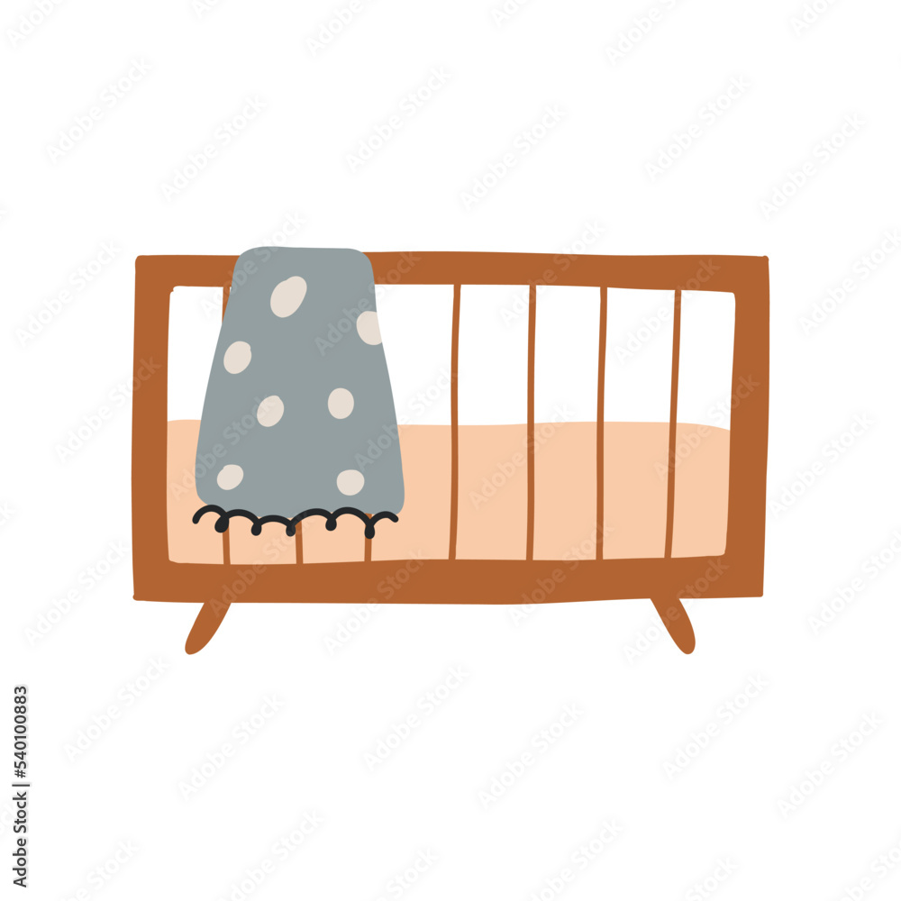 Wooden wicker crib for a newborn baby. Boho Baby Nursery Scandinavian Neutral Decor Element. Baby Shower Minimalist Clipart for Newborn Wooden wicker crib for a newborn baby. Boho Baby Nursery Scandinavian Neutral Decor Element. Baby Shower Minimalist Clipart for Newborn