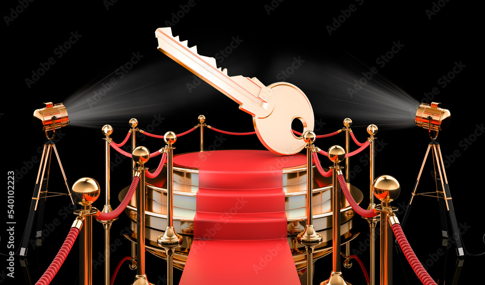 Podium with key, 3D rendering Podium with key, 3D rendering