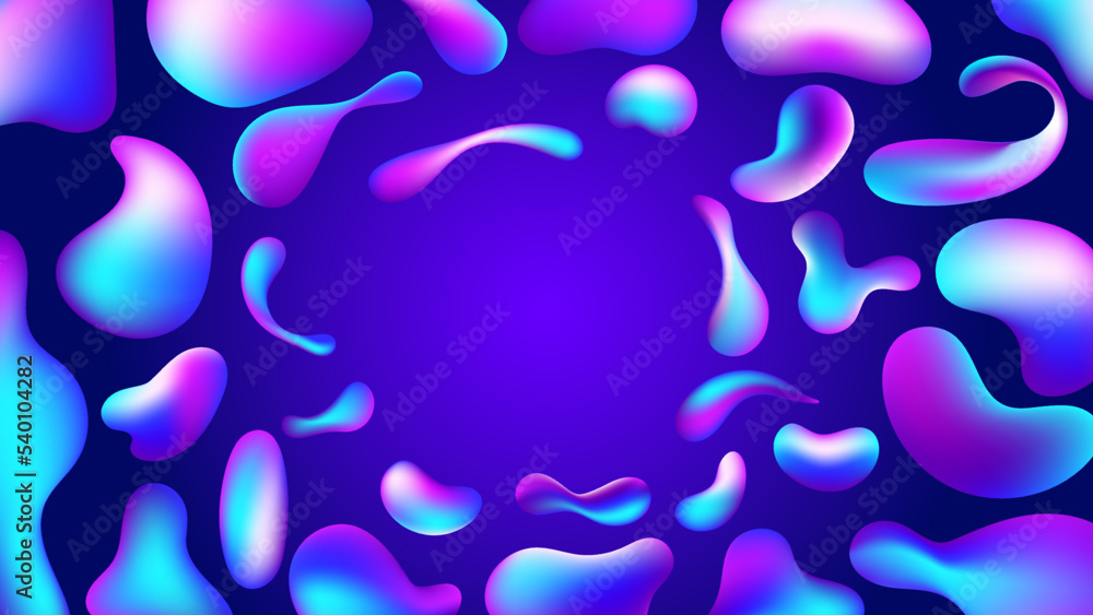 Trendy neon summer flow lava shapes gradient background, colorful abstract fluid 3d molecule. Futuristic design wallpaper for presentation, advertising, landing page, banner, poster, cover, flyer