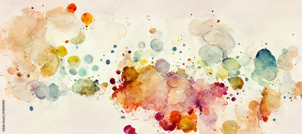 Watercolor spots on paper. splashes of stained paper with paint.
