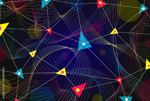 vector colorful geometric network and connection in the space