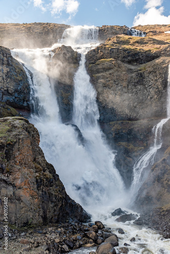 Waterfall Rjukandafoss formed by Ysta-Rjukandi river in eastern Iceland