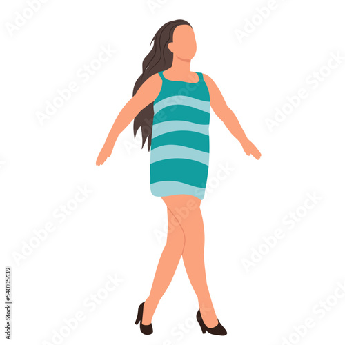 girl walking on a white background, isolated