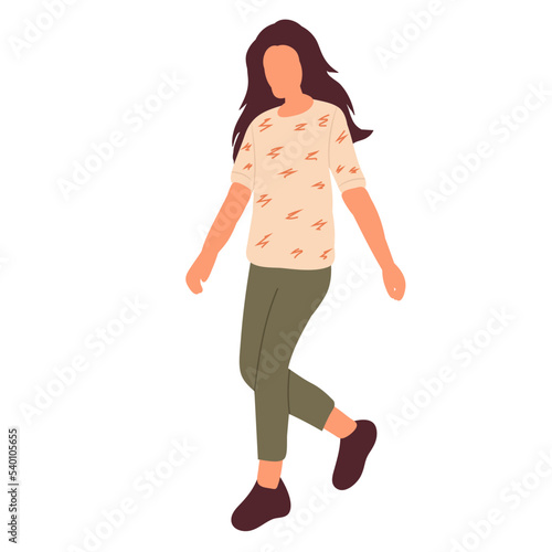 girl walking on a white background, isolated vector