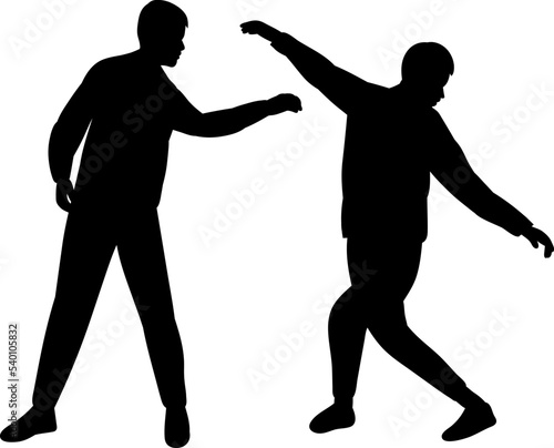 men dancing silhouette on white background isolated vector