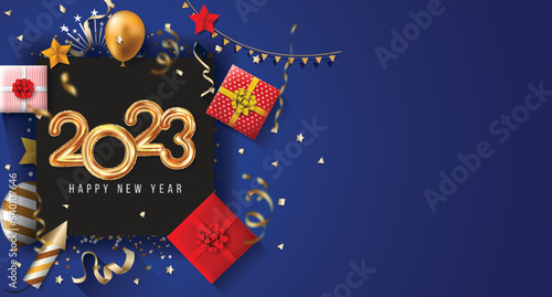 Fototapeta Naklejka Na Ścianę i Meble -  2023 New Year. 2023 Happy New Year greeting card. 2023 Happy New Year background.