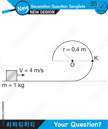 Physics - Uniform circular motion with changing position and velocity vectors and angles, Next generation question template, exam question, eps