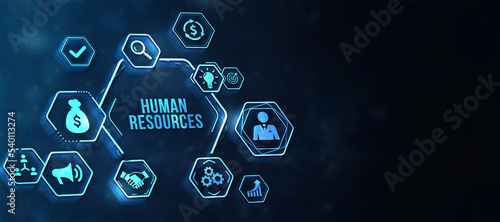 Internet, business, Technology and network concept.Human Resources HR management concept. 3d illustration.