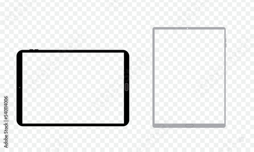 Simple tablet mockup with blank checkered transparent screen.