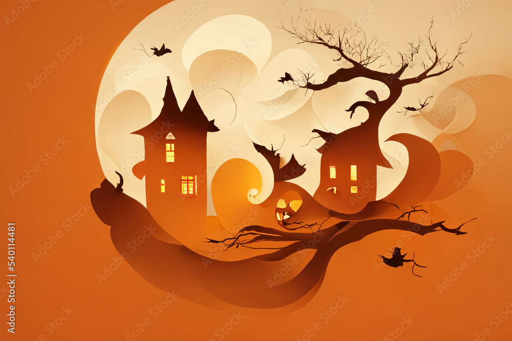Halloween Night digital illustration, Happy Halloween art
