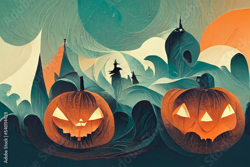 Halloween Night digital illustration, Happy Halloween art