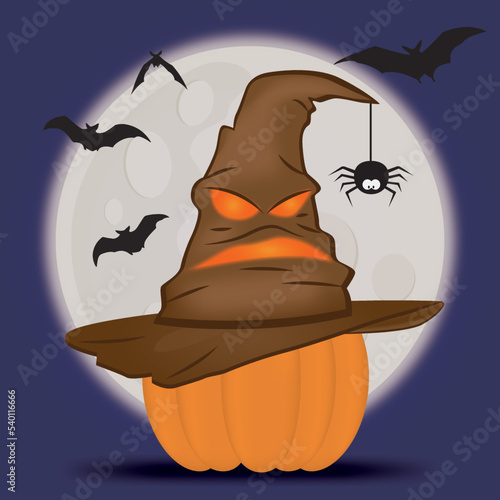 Halloween pumpkin with bats