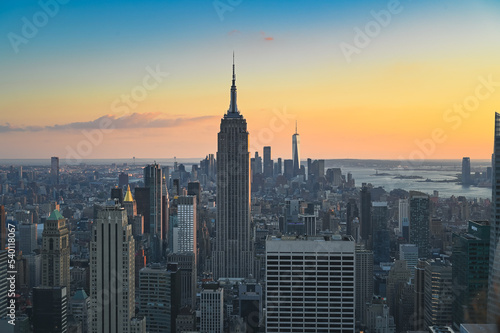 The skyline of New York City at sunset. © ThePhotoFab