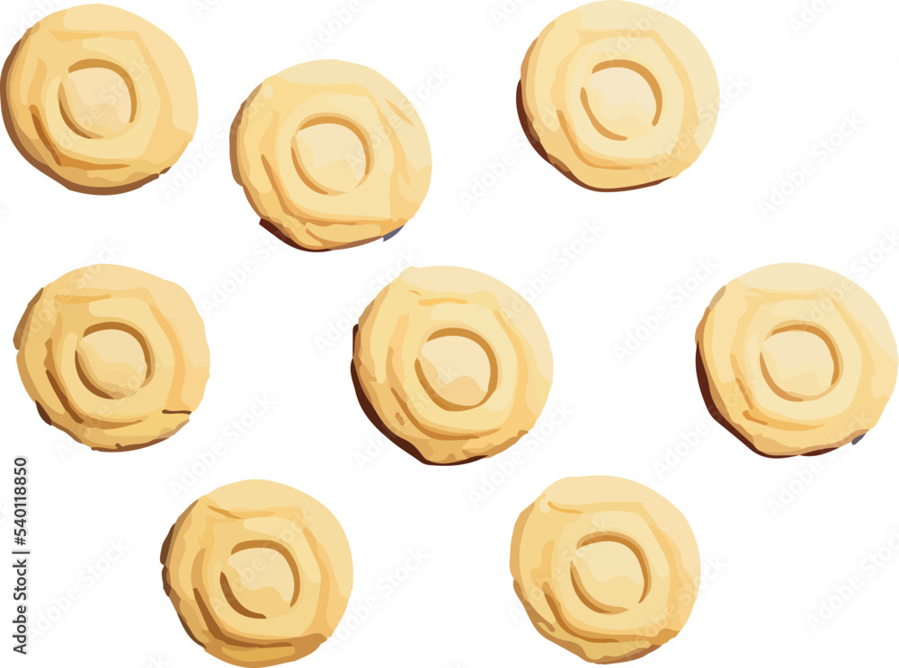 Isometric style 3d vector illustration of cookies with chocolate. Isolated on white background.