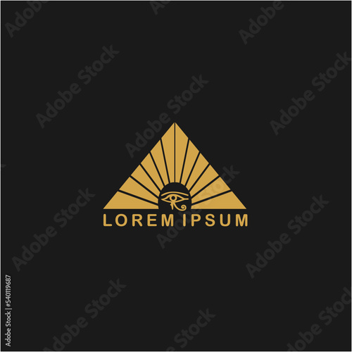 Golden or sand color pyramid logo with the eye. Masonic symbol