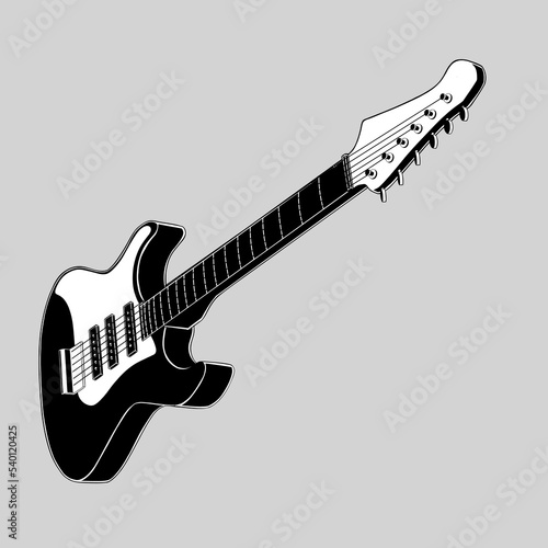 Black and white illustration of solid body electric