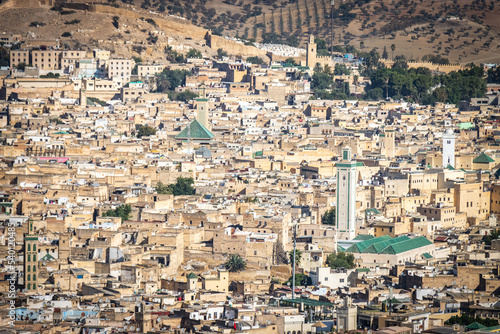 maze of streets, panorama over medina of fez, fes, morocco, north africa
