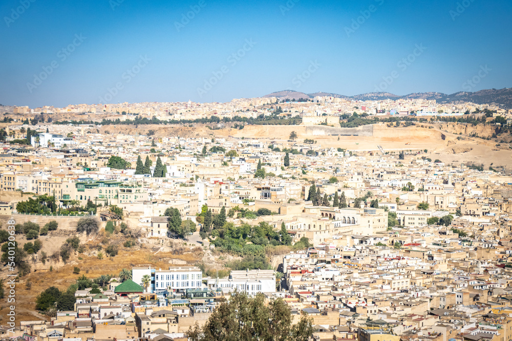 maze of streets, panorama over medina of fez, fes, morocco, north africa