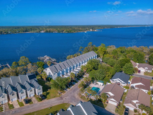 Townhouses and condo with view of the scenic blue bay in Navarre Florida