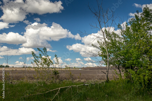 Farm land under a cloudy sky Red Deer County Alberta Canada