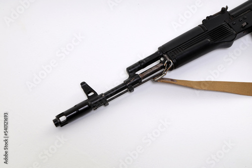 Popular russian assault rifle on white background