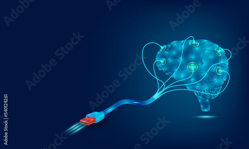 Cartoon drawing of a brain with transcranial magnetic stimulation