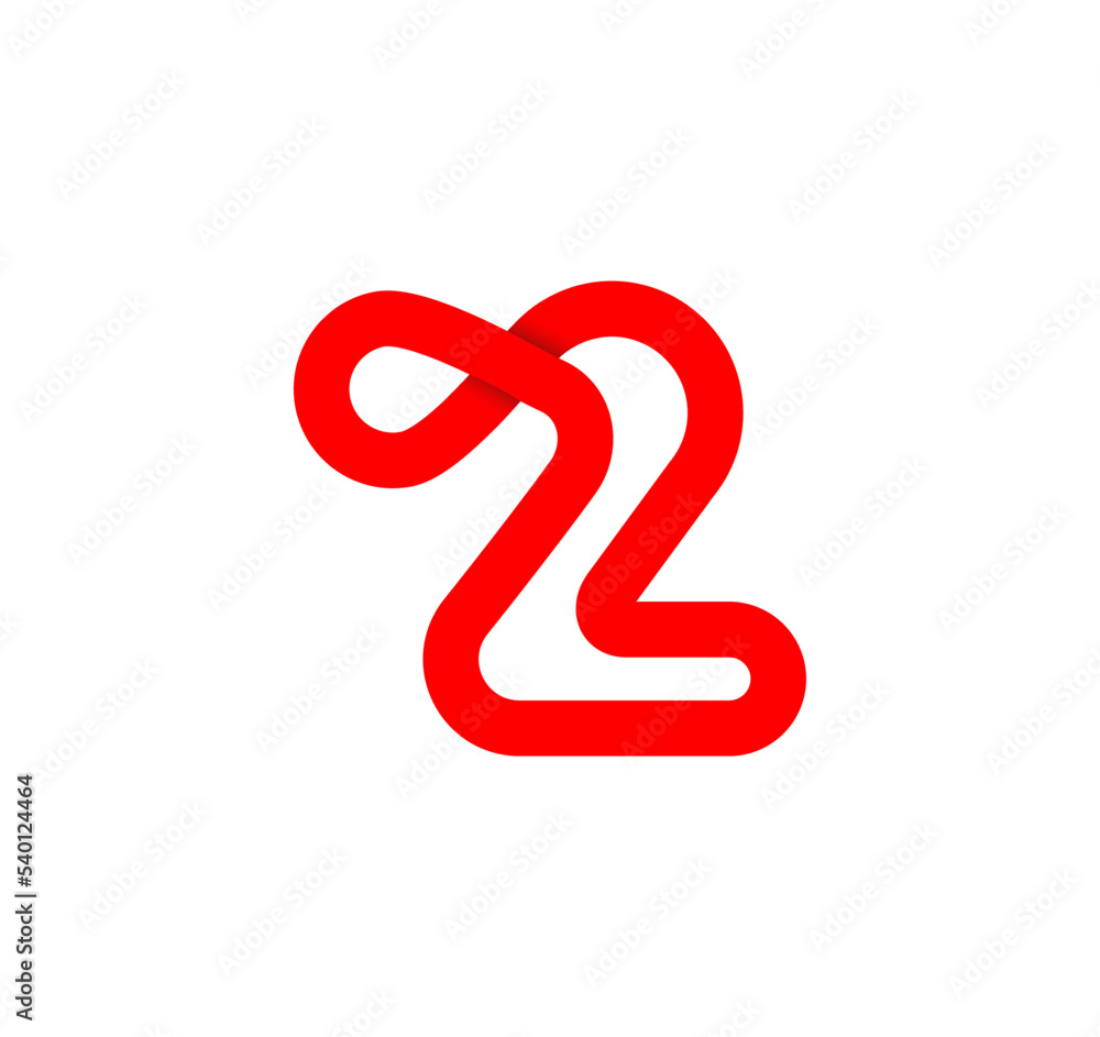 Number two infinity sign. Cyclic 2 red letter. Modern natural endless loop. Futuristic logo corporate design. Number two infinity sign. Cyclic 2 red letter. Modern natural endless loop. Futuristic logo corporate design.