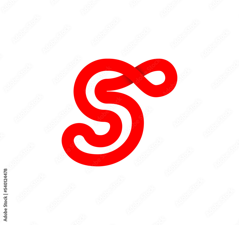 Number five infinity sign. Cyclic 5 red letter. Modern natural endless loop. Futuristic logo corporate design. Number five infinity sign. Cyclic 5 red letter. Modern natural endless loop. Futuristic logo corporate design.