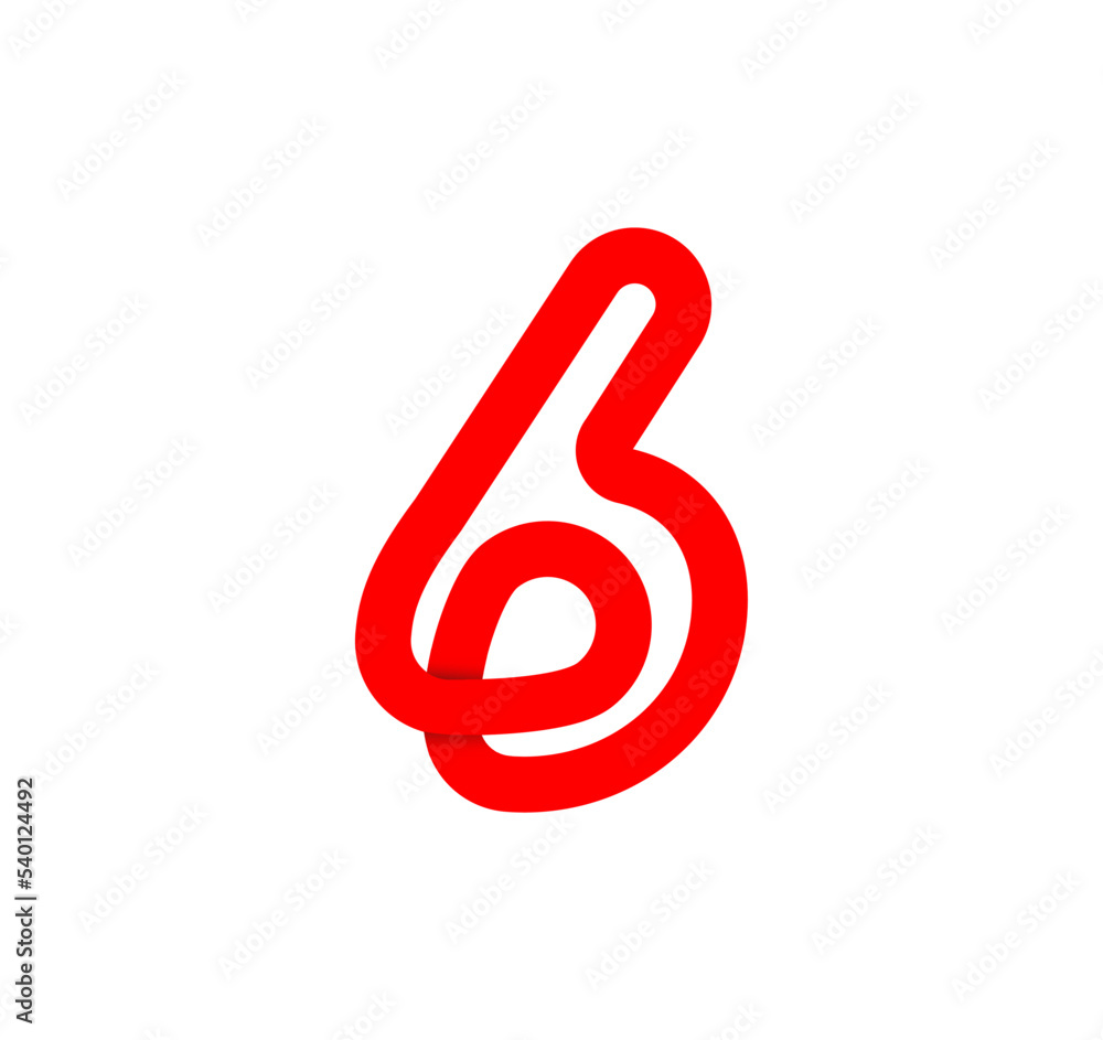 Number six infinity sign. Cyclic 6 red letter. Modern natural endless loop. Futuristic logo corporate design. Number six infinity sign. Cyclic 6 red letter. Modern natural endless loop. Futuristic logo corporate design.