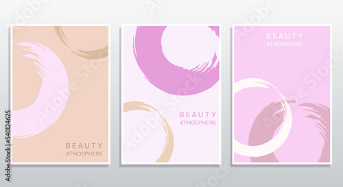 Creative abstract set minimal zen templates. Fashion beauty pink color. Lipstick track  page cover, brochure, email header, post in social networks, advertising, corporate style.