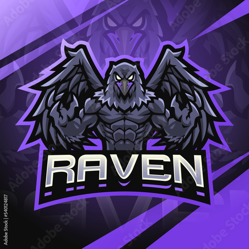 Raven fighter esport mascot logo design